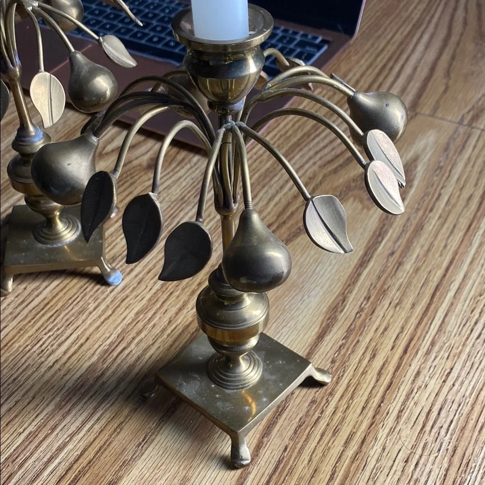 Elegant Brass Candle Holders - Picture 3 of 4